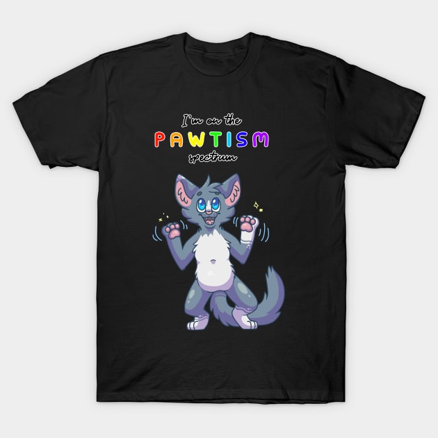 Pawtism Spectrum ActuallyAutistic Pride T-Shirt by Catbreon